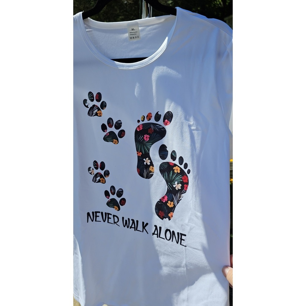 Never Walk Alone Paw Dog Flower Shirt Dog Friends Dog Lover - Gift for Dog Lo... - Picture 7 of 10